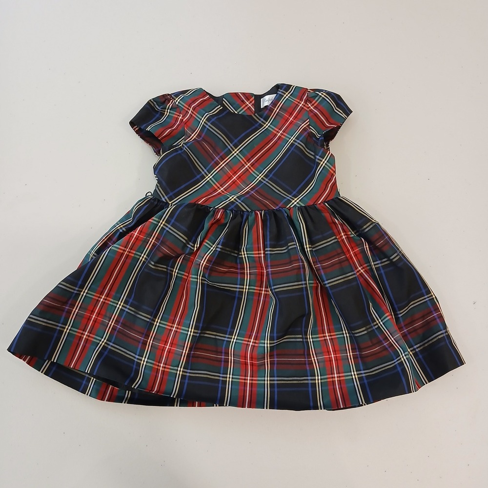 Ralph Lauren Dress Baby 6M Navy Red Plaid Tartan Fit Flare Holiday Preppy